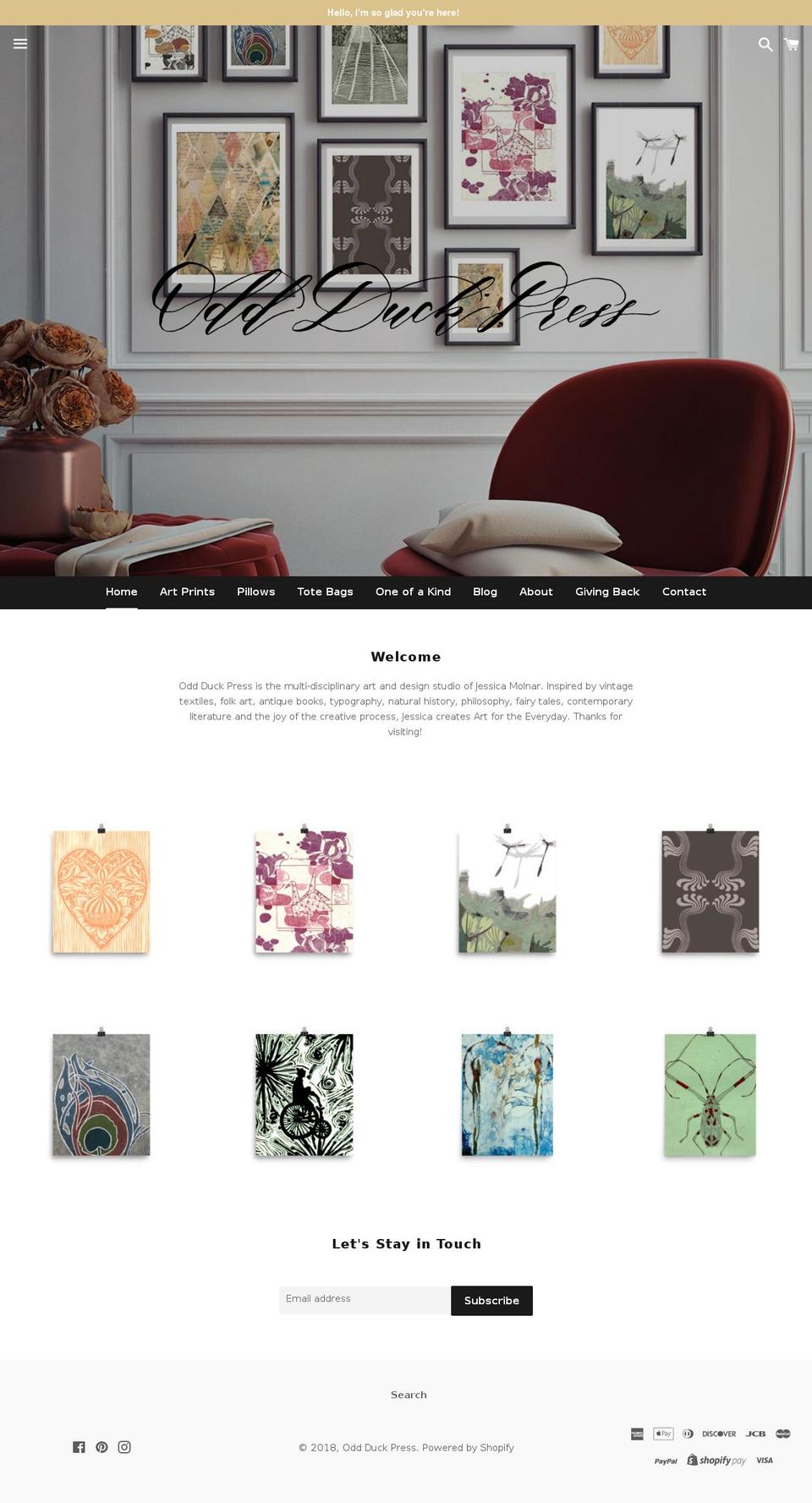 odd-duck-press.com shopify website screenshot
