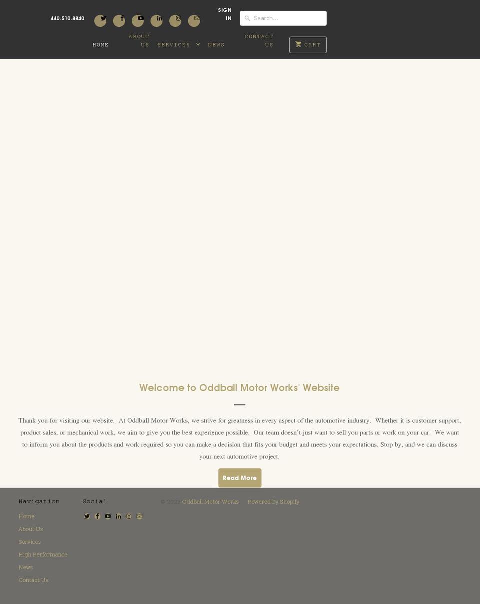 oddballmotorworks.com shopify website screenshot