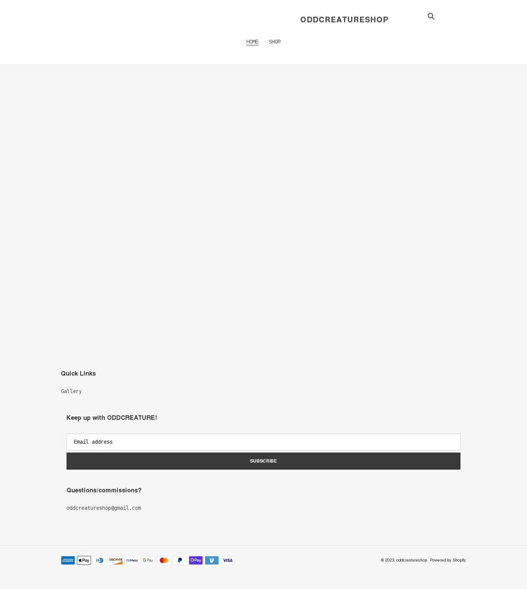 oddcreatureshop.com shopify website screenshot