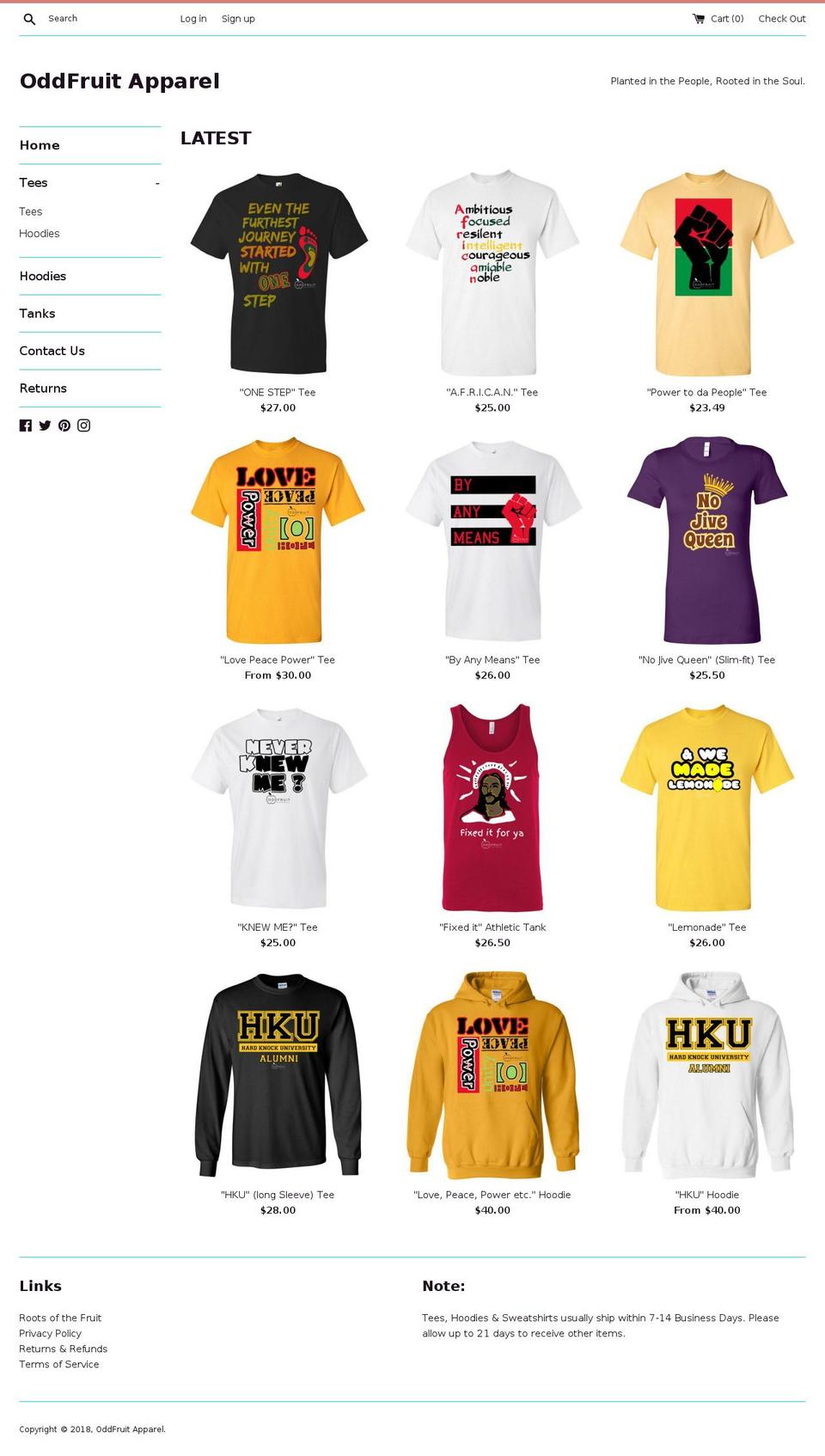 oddfruitaparrel.com — Shopify storefront screenshot