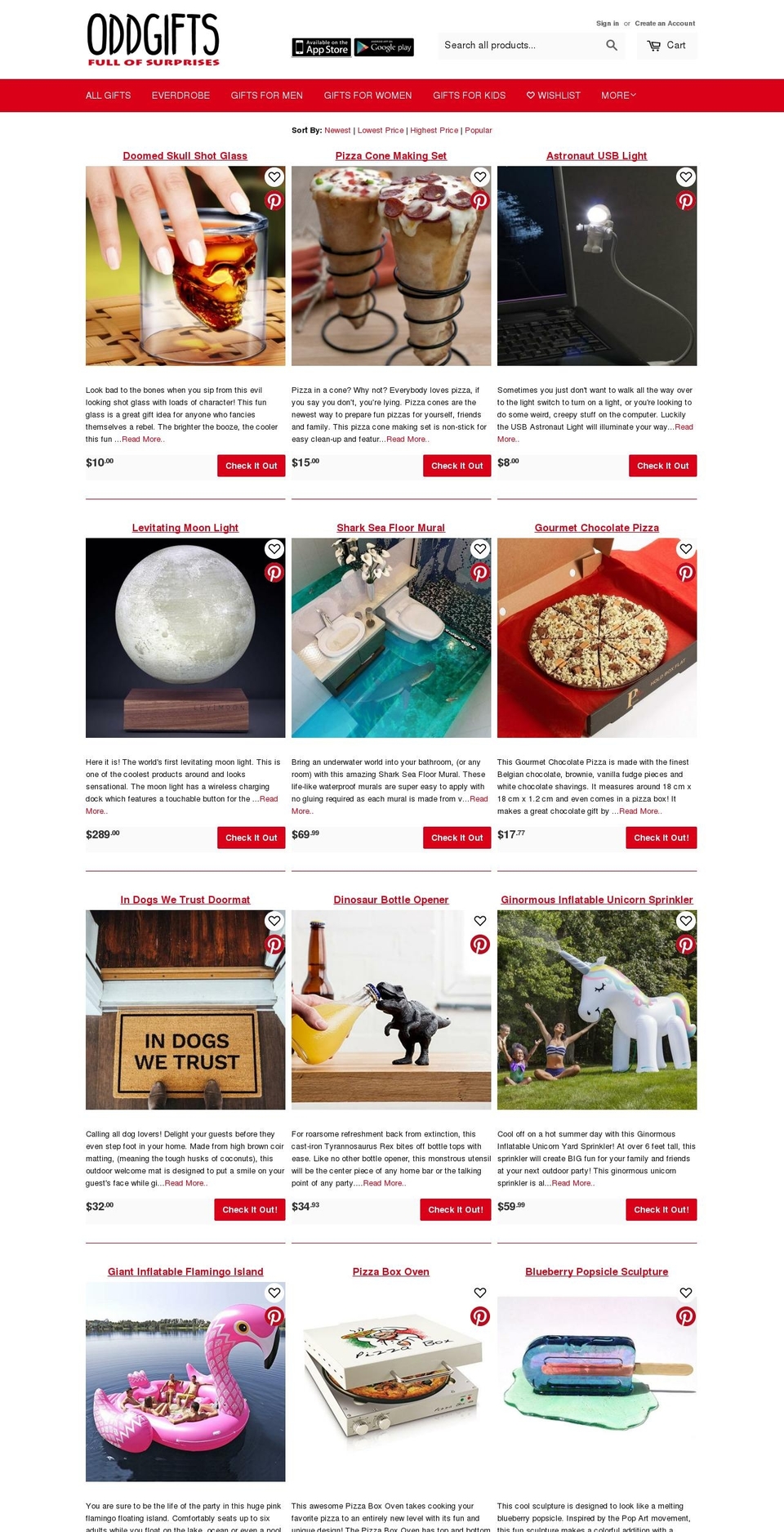 oddgifts.net shopify website screenshot