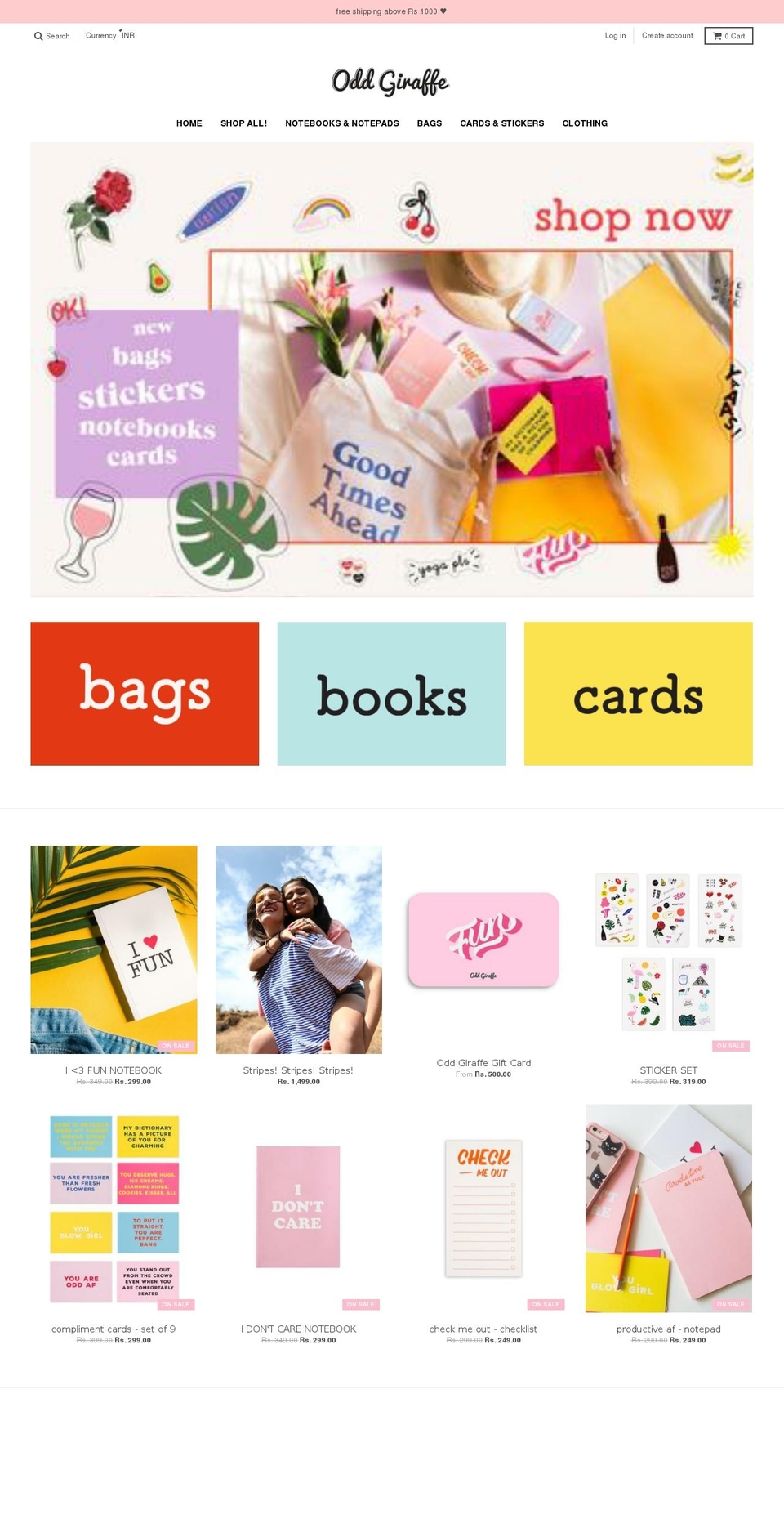 oddgiraffe.com — Shopify storefront screenshot