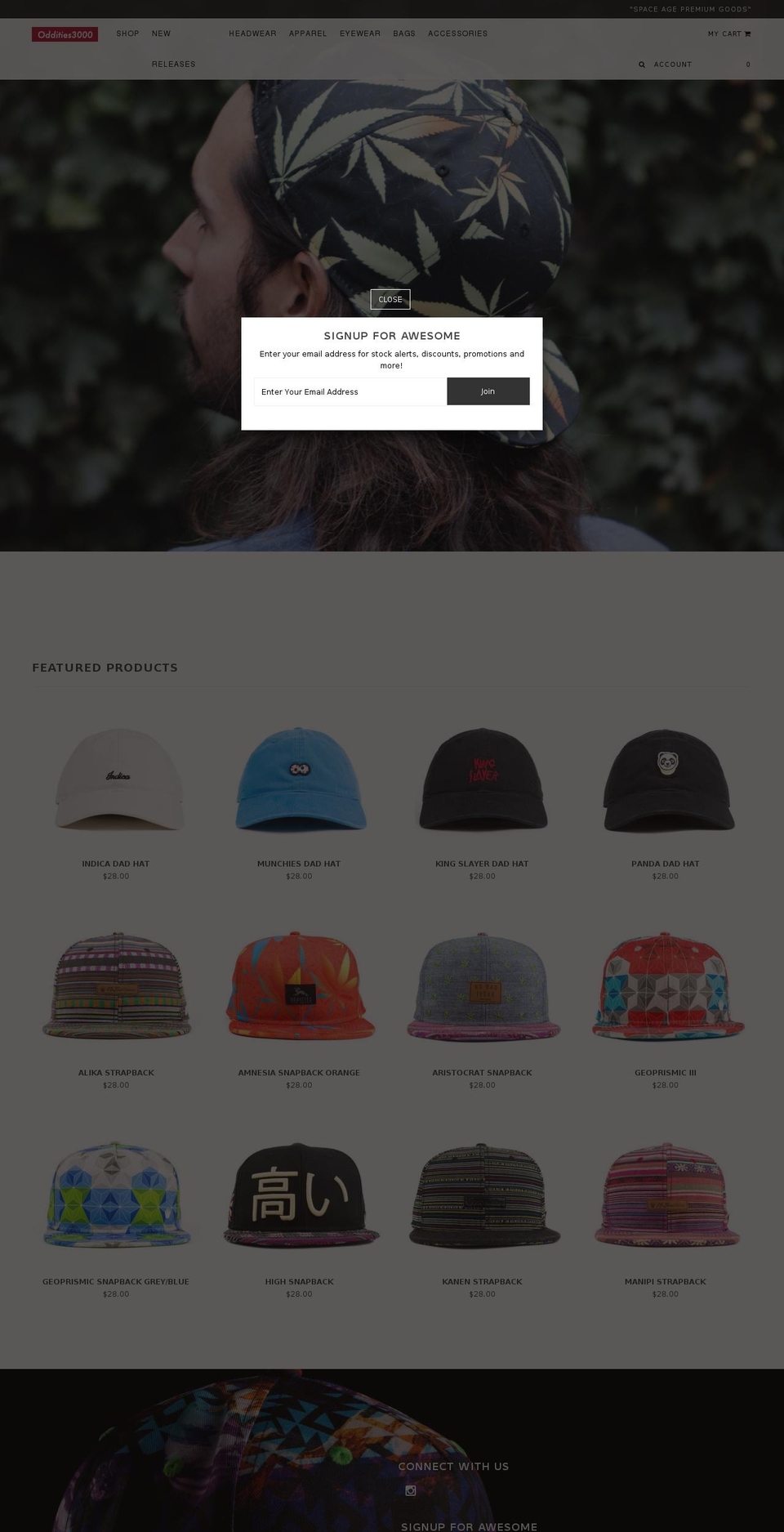 oddities3000.com shopify website screenshot