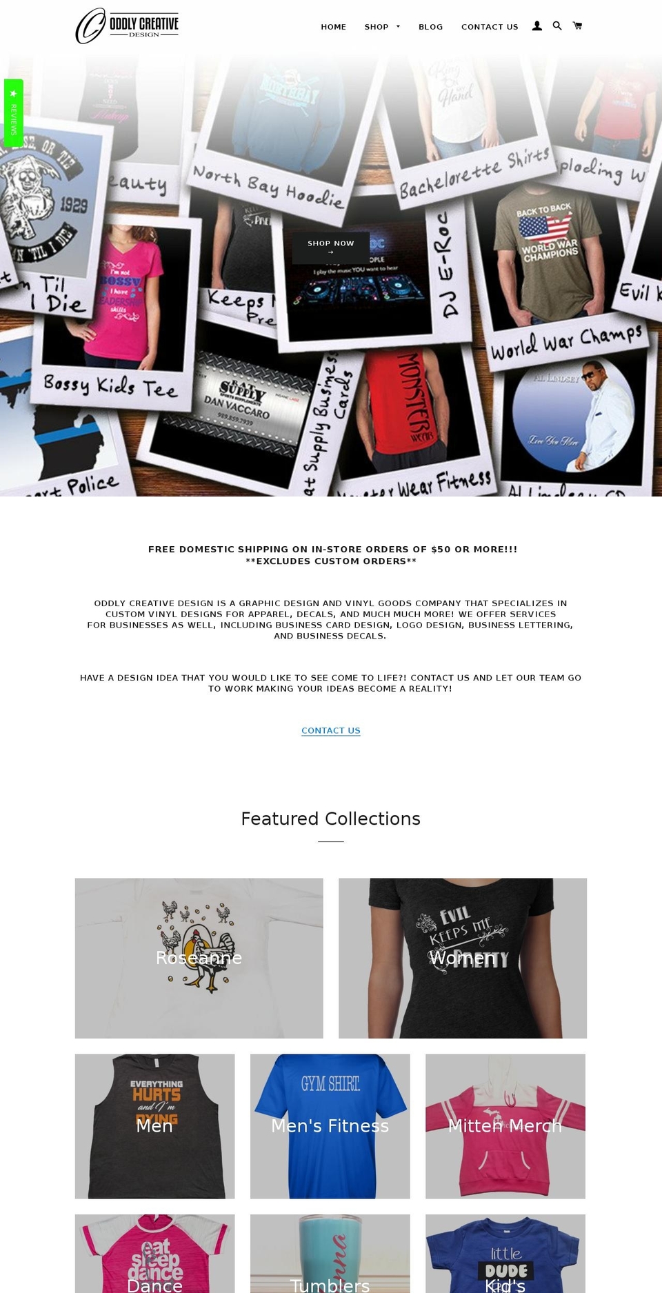 oddlycreativedesign.com — Shopify storefront screenshot