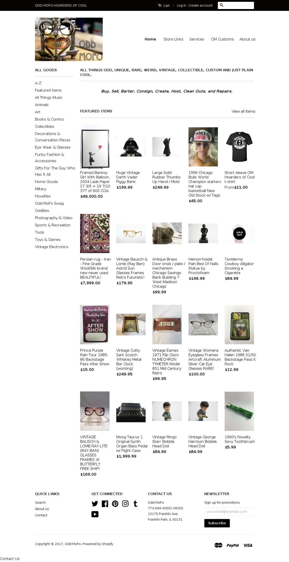 oddmofo.com shopify website screenshot