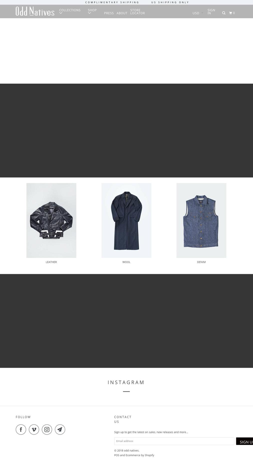 oddnatives.com shopify website screenshot