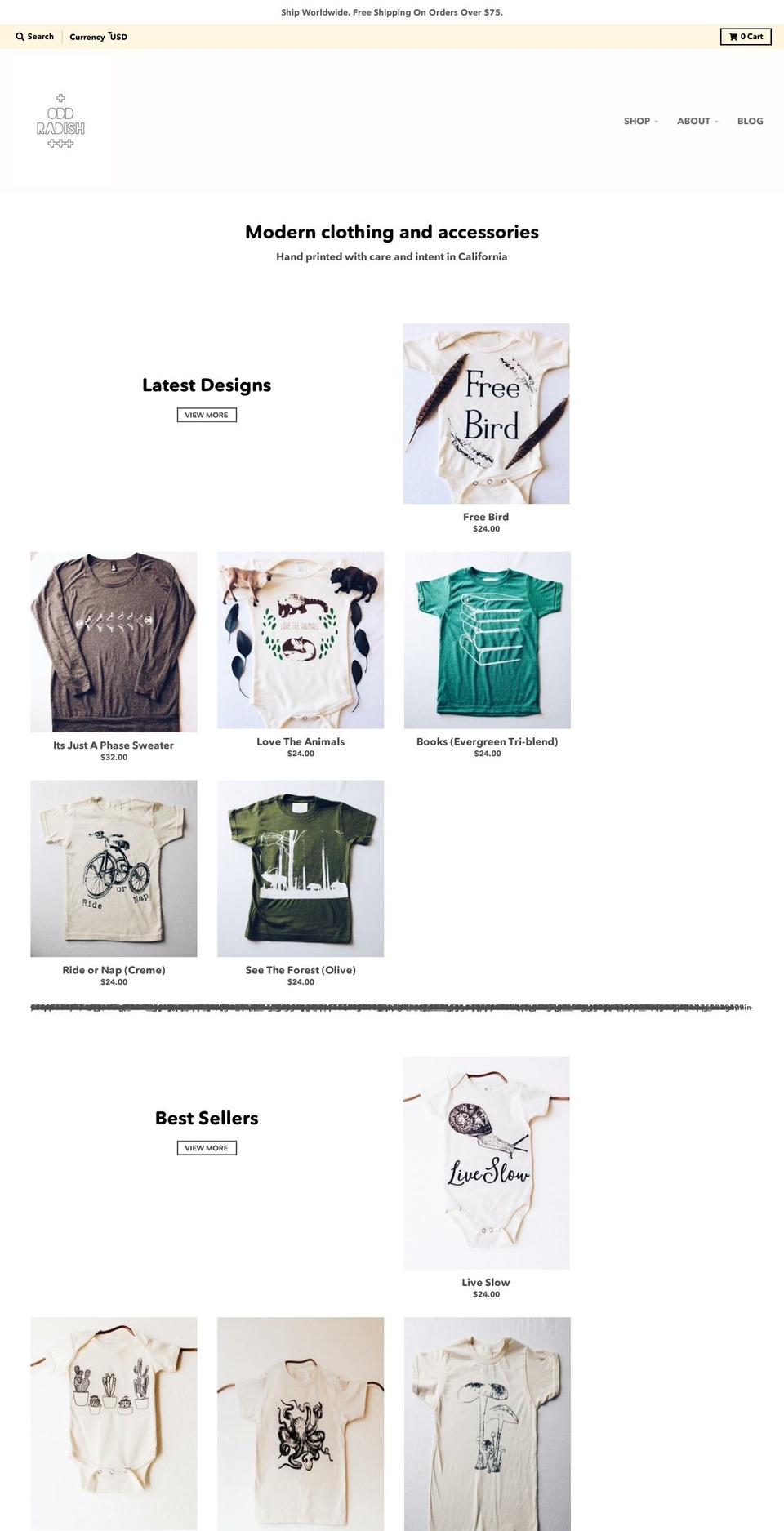 oddradish.com — Shopify storefront screenshot