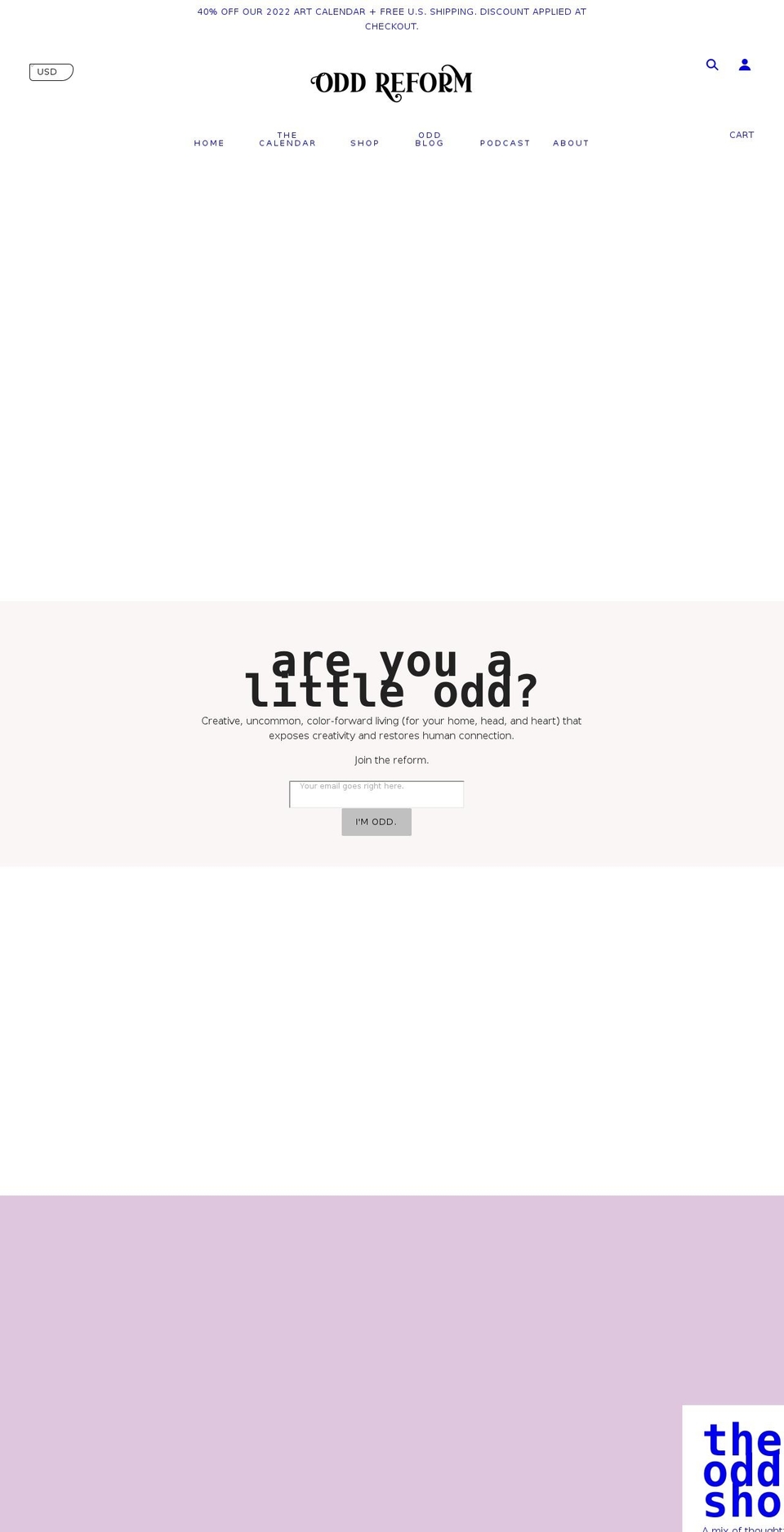 oddreform.com shopify website screenshot