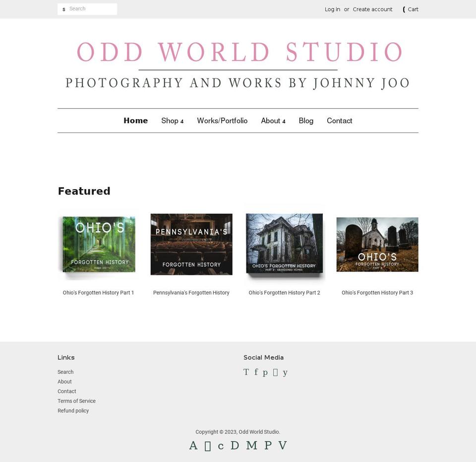 oddworldstudio.com — Shopify storefront screenshot