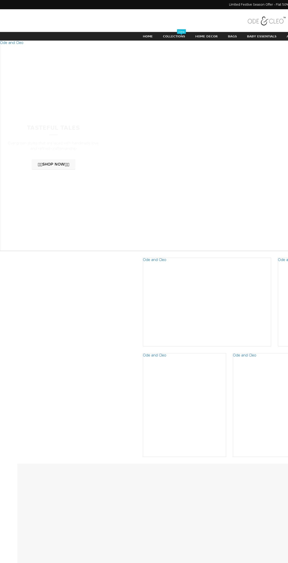 odeandcleo.com shopify website screenshot