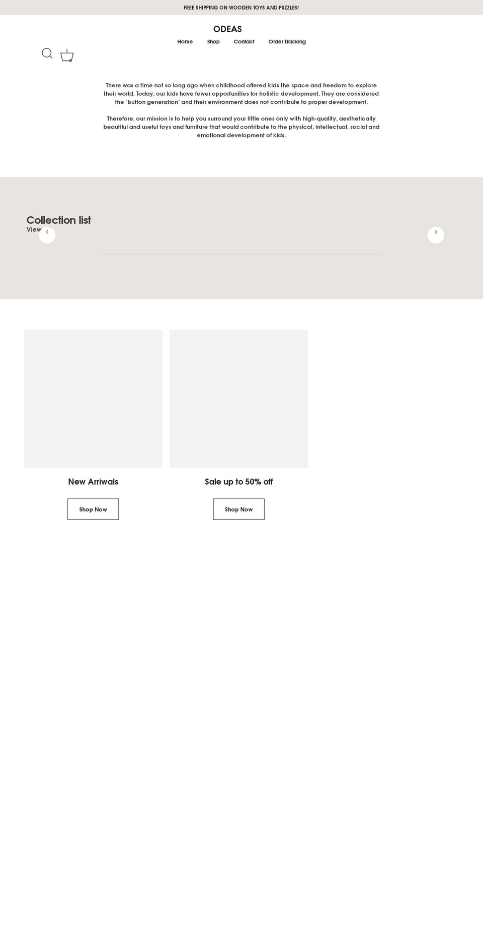 odeas.net shopify website screenshot