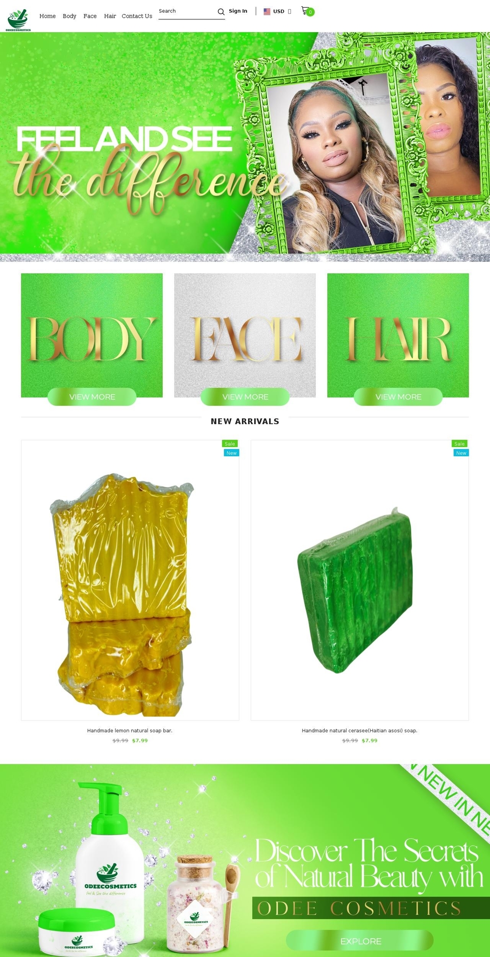 odeecosmetics.com shopify website screenshot