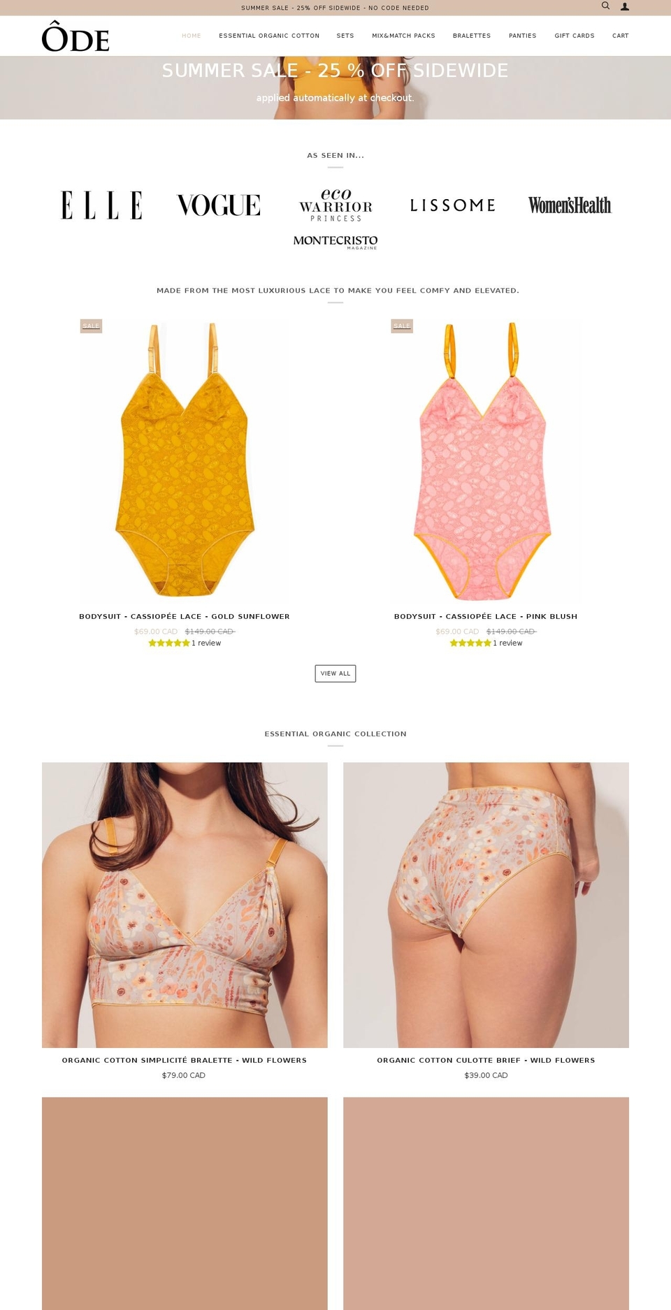 odelingerie.com shopify website screenshot