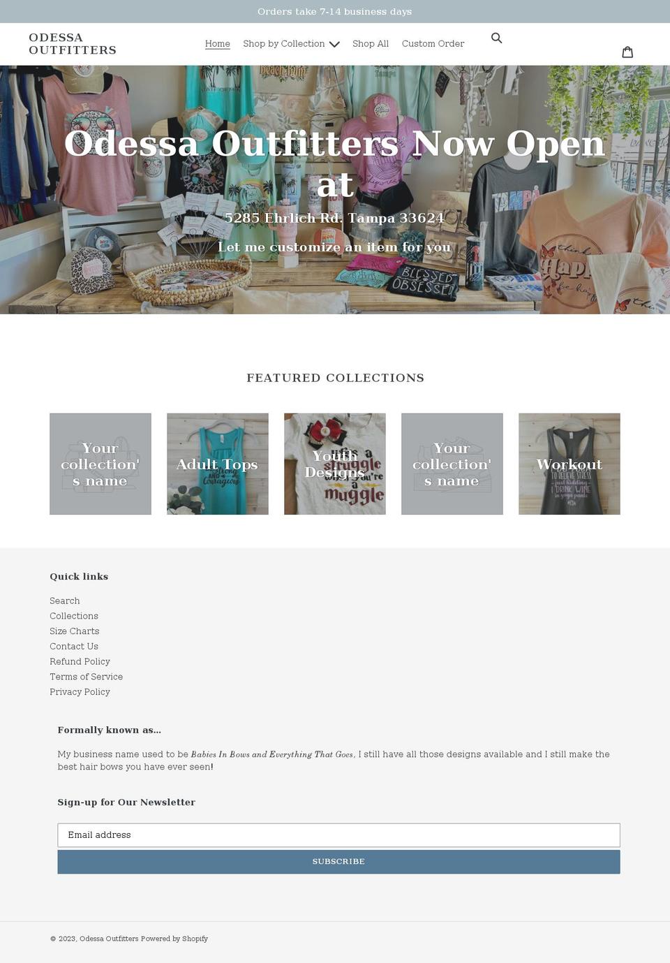 odessaoutfitters.com shopify website screenshot