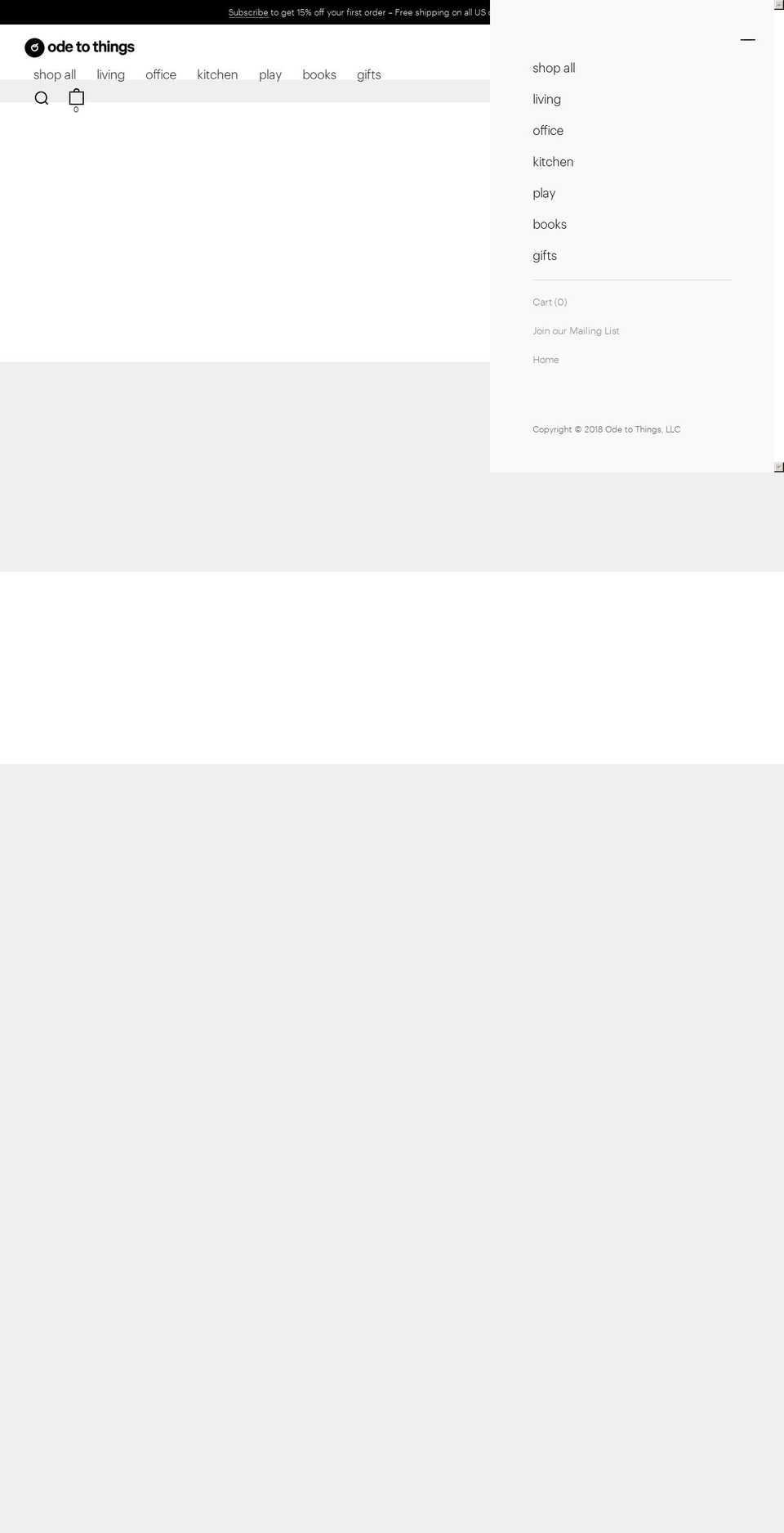 odetothings.com shopify website screenshot