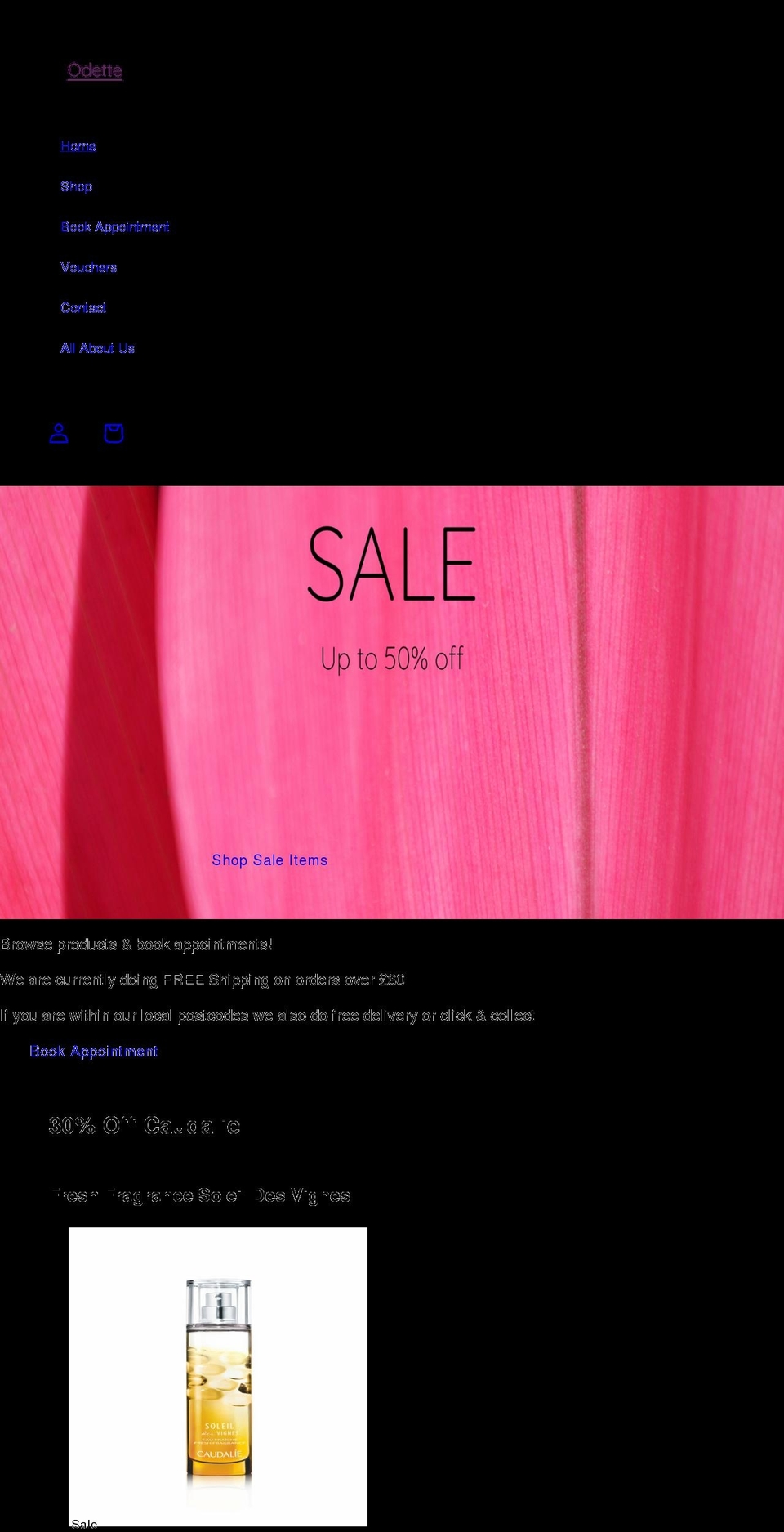 odettebeauty.co.uk shopify website screenshot