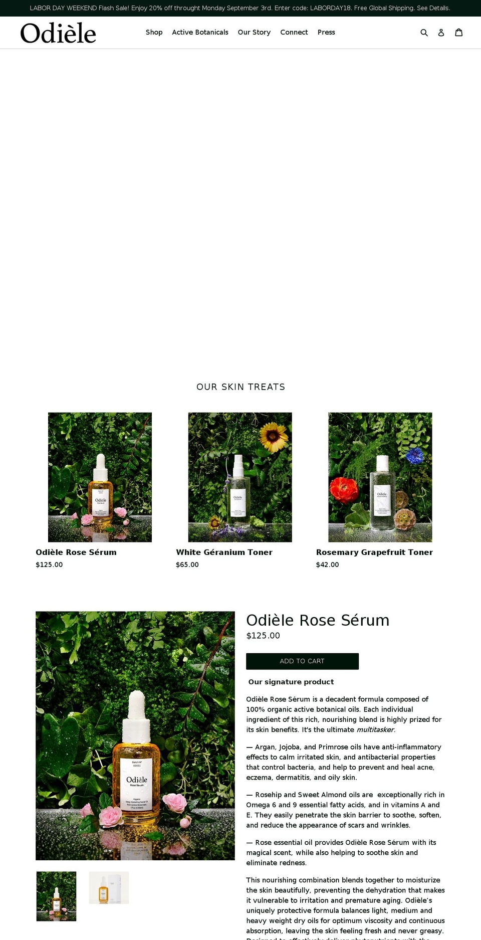 odiele.com shopify website screenshot