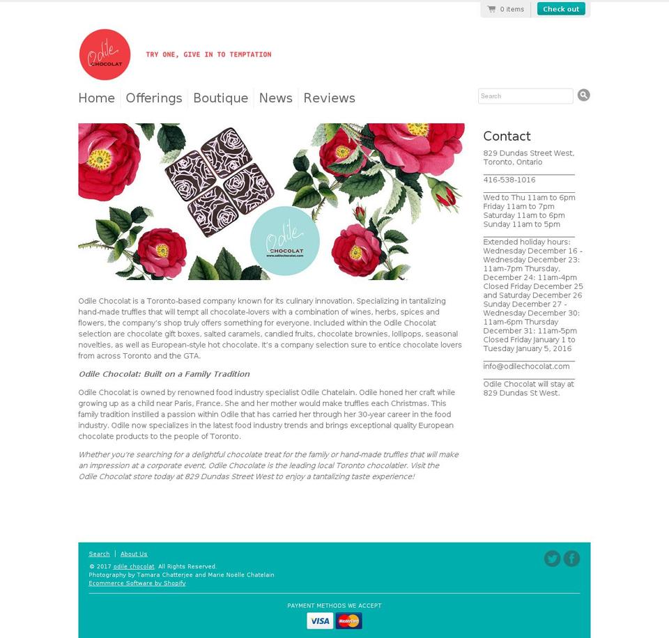 odilechocolat.com shopify website screenshot