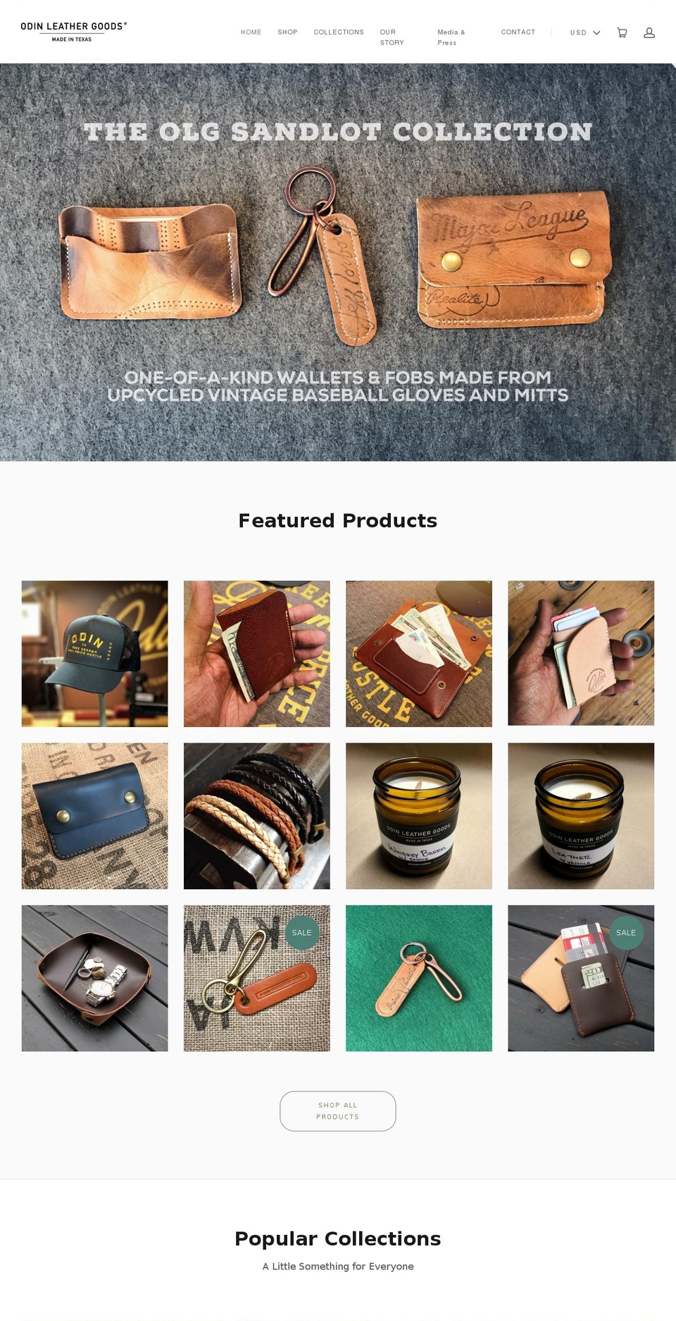 odinleathergoods.com shopify website screenshot