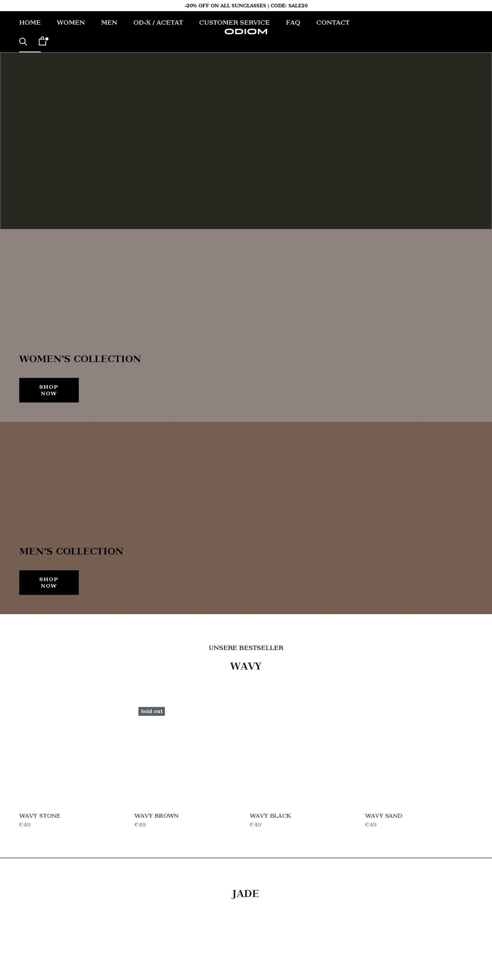 odiom-sunglasses.com — Shopify storefront screenshot