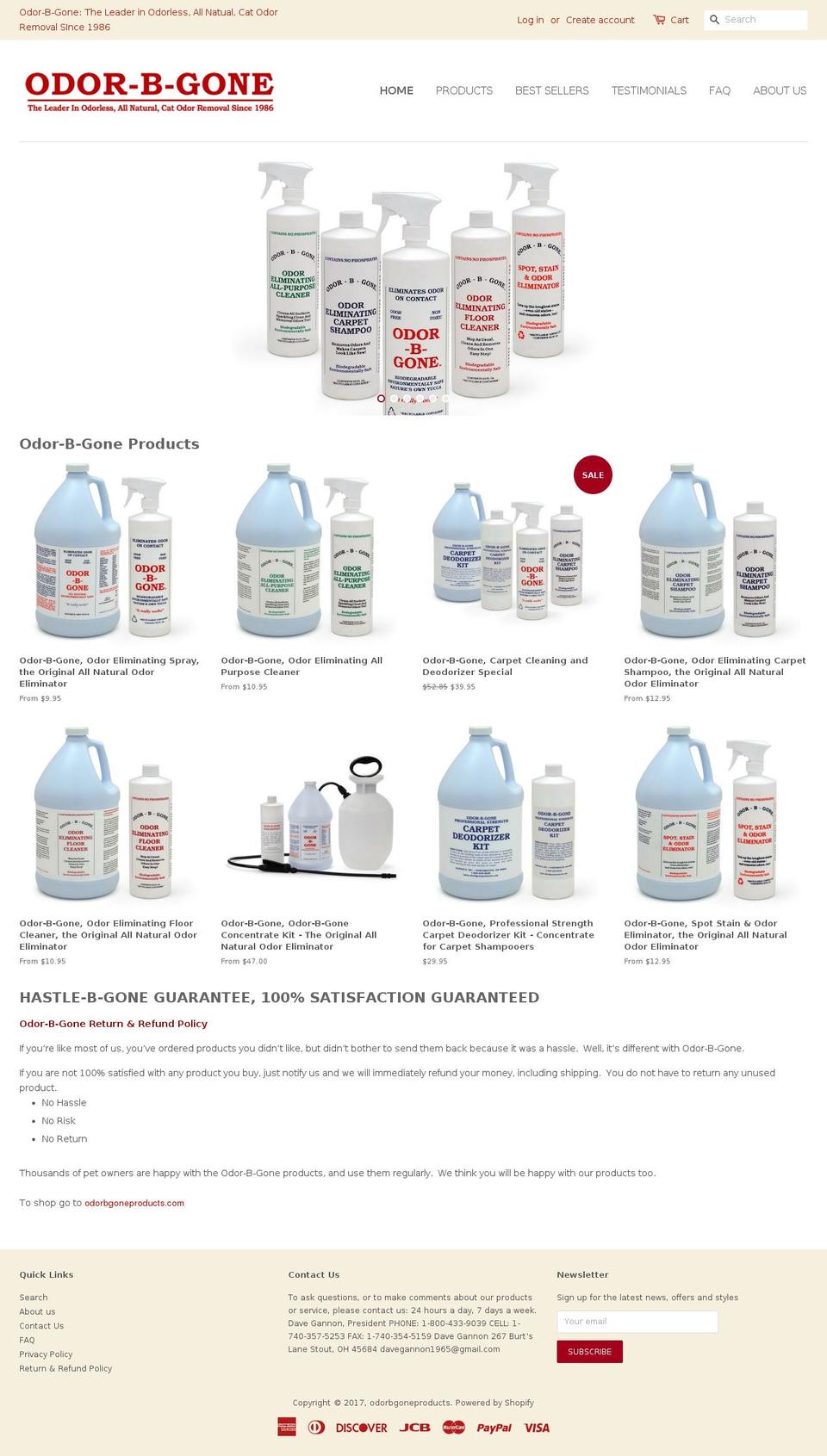 odorbgoneproducts.com shopify website screenshot