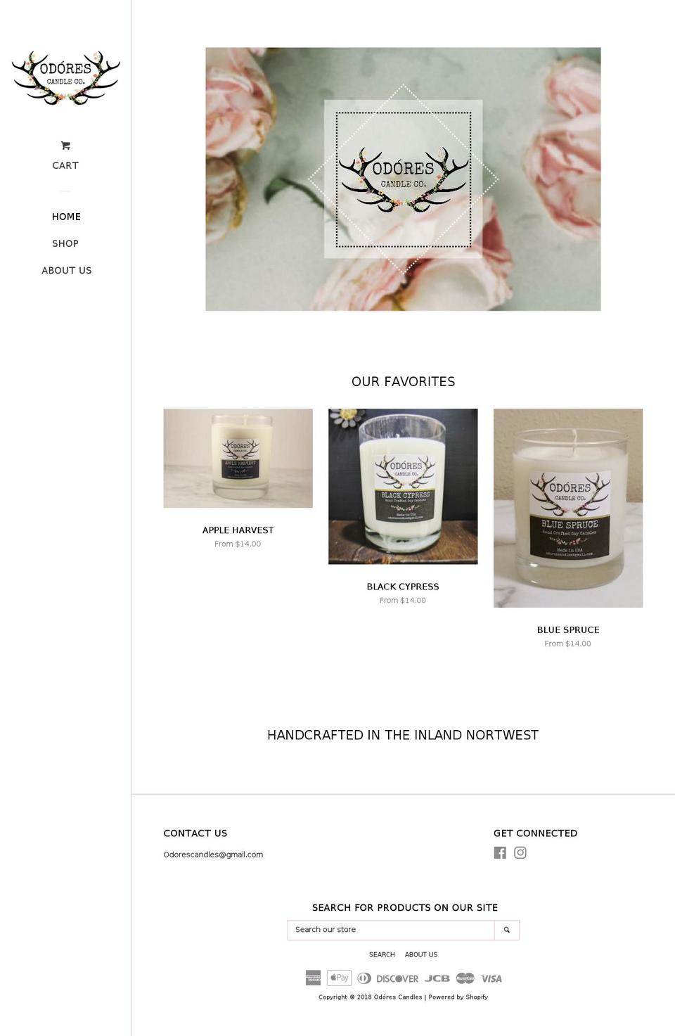 odorescandleco.com — Shopify storefront screenshot