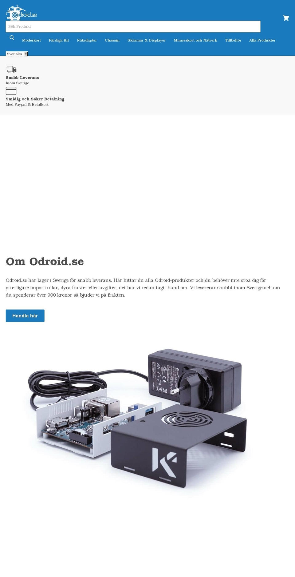 odroid.se shopify website screenshot