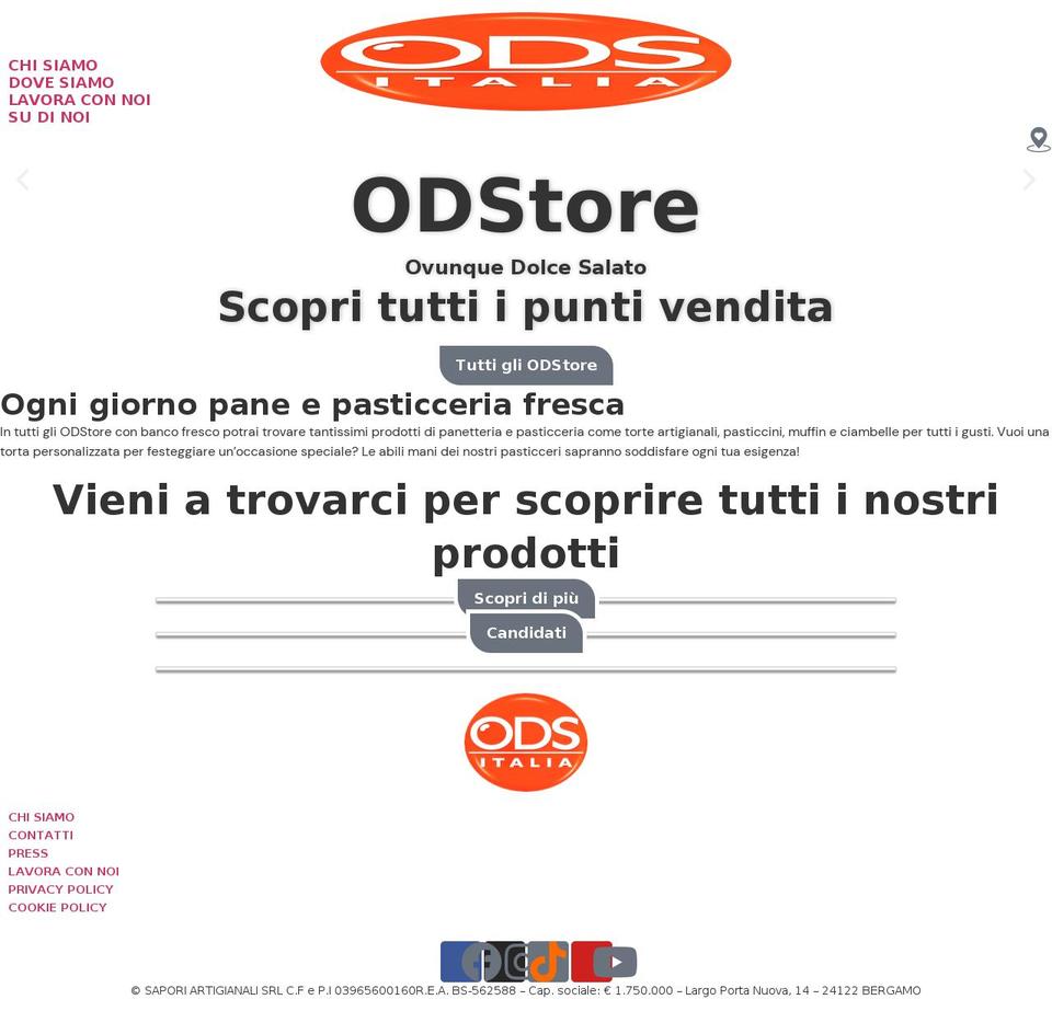 odstore.it shopify website screenshot