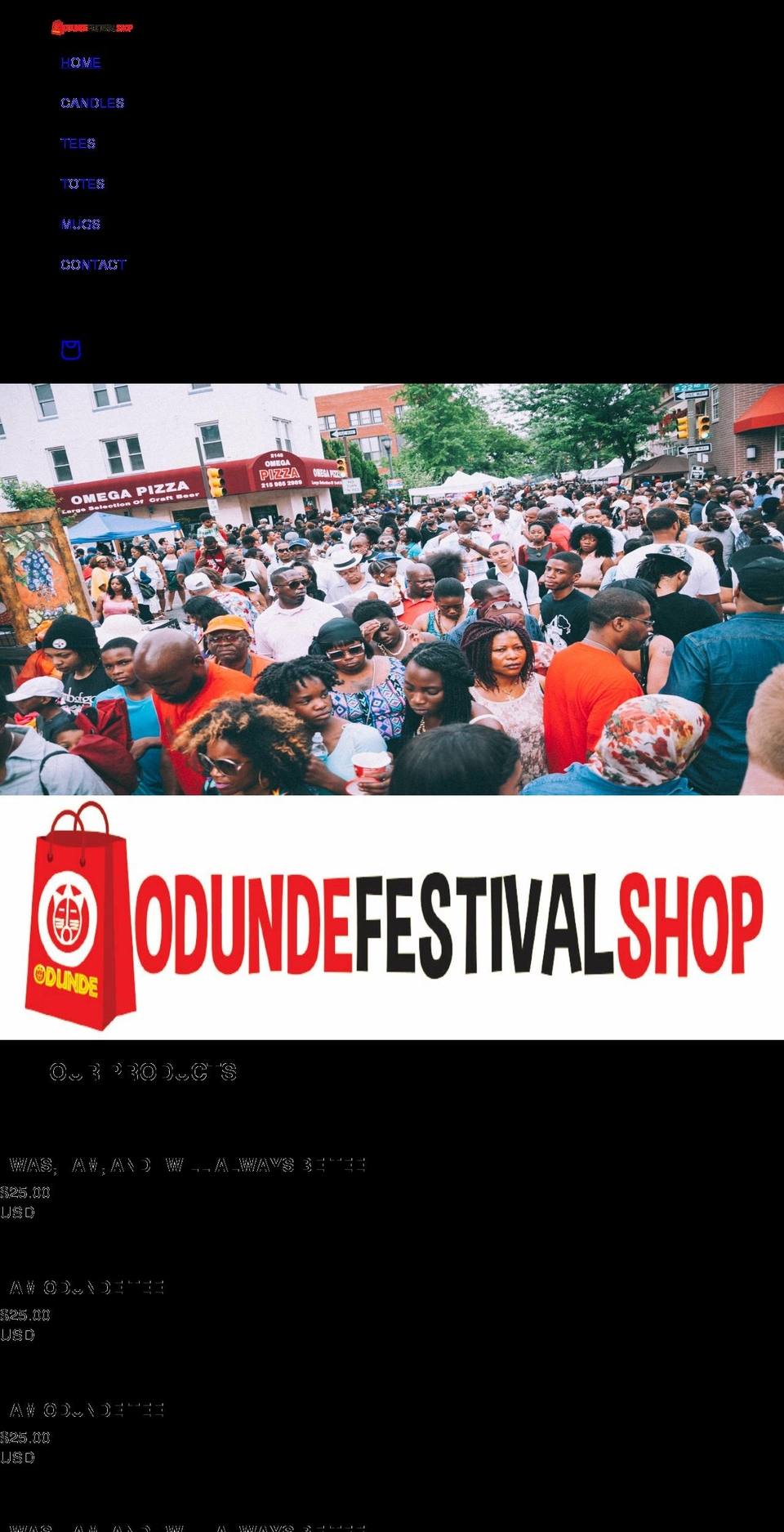 odundefestivalshop.org shopify website screenshot