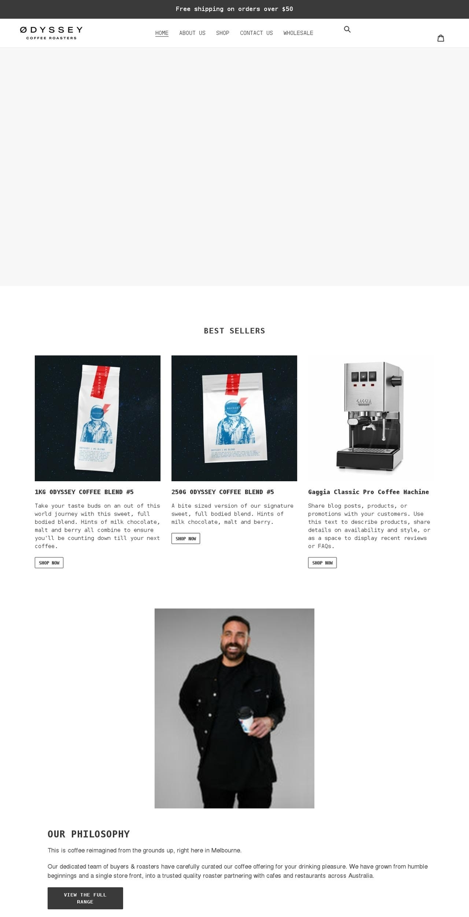 odysseycoffee.com.au shopify website screenshot