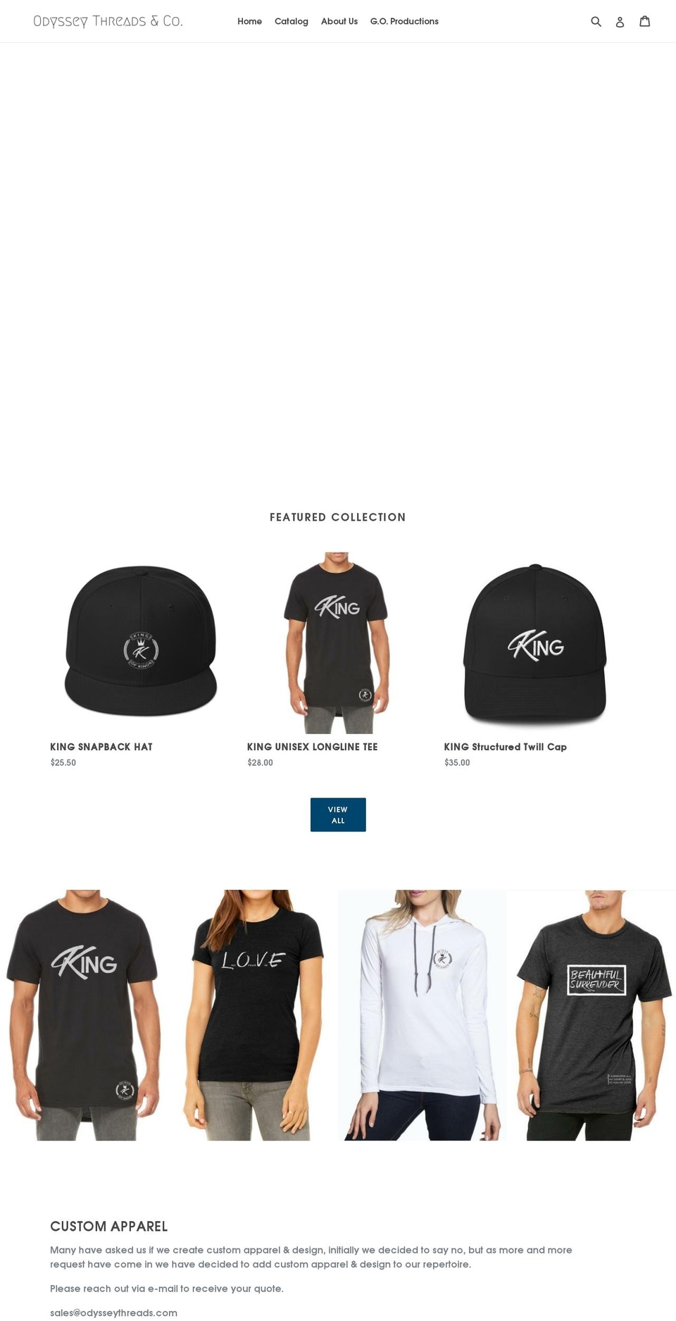 odysseythreads.com — Shopify storefront screenshot