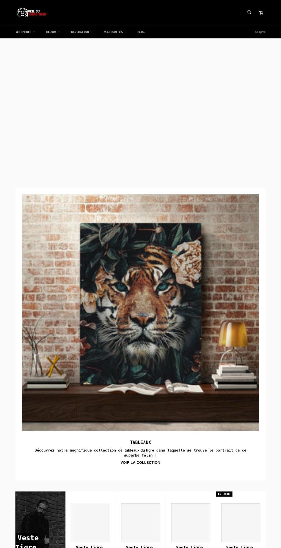 oeil-du-tigre-noir.com shopify website screenshot