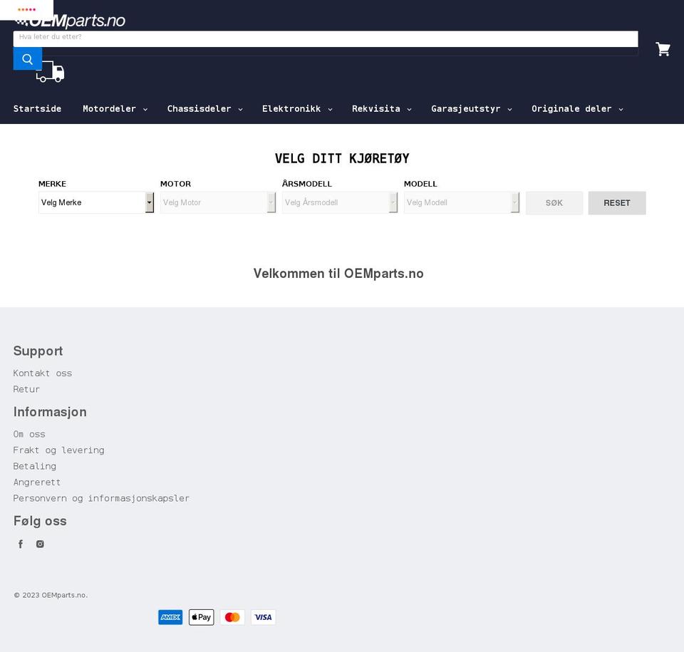 oemparts.no shopify website screenshot