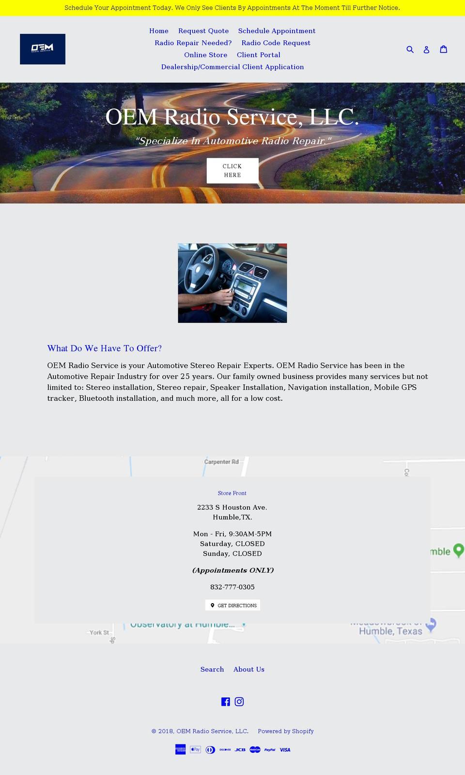 oemradioservice.com — Shopify storefront screenshot