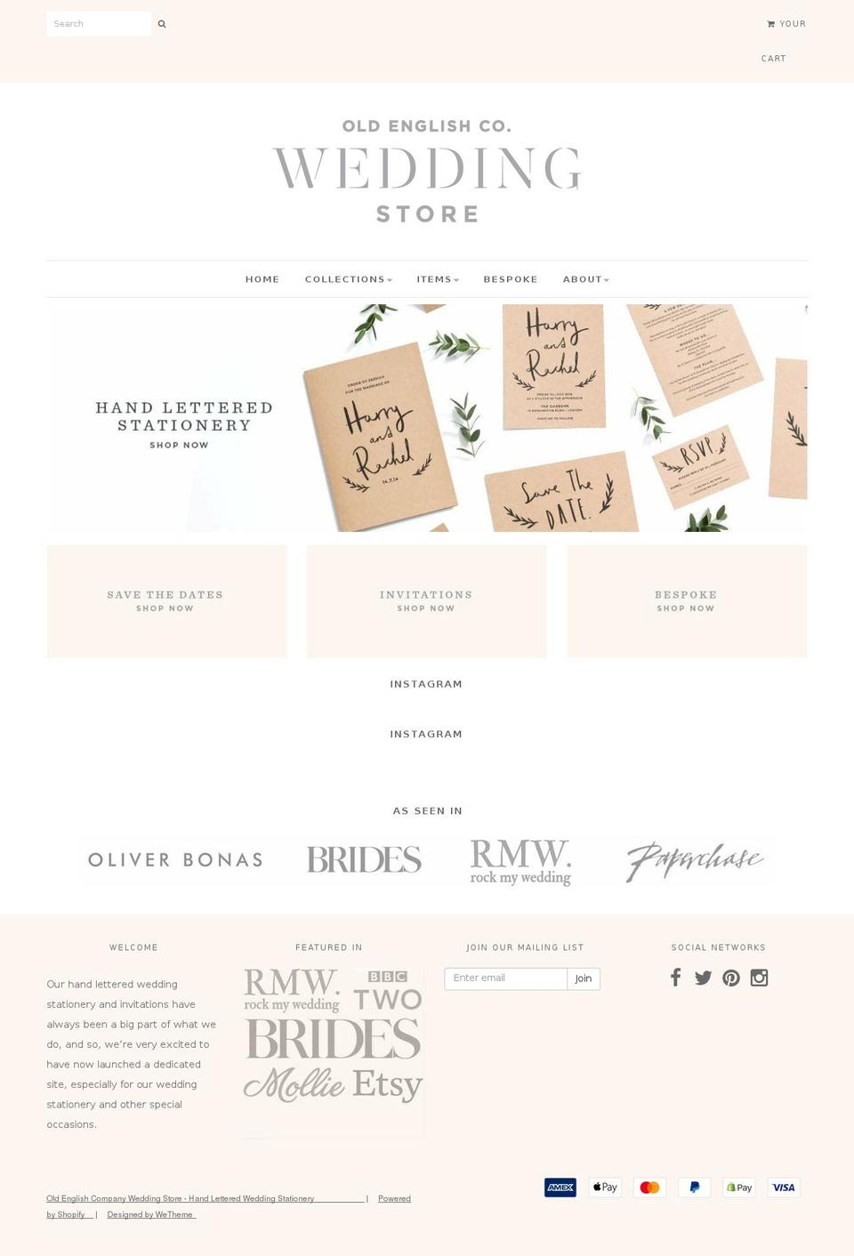 oeweddingstore.com — Shopify storefront screenshot