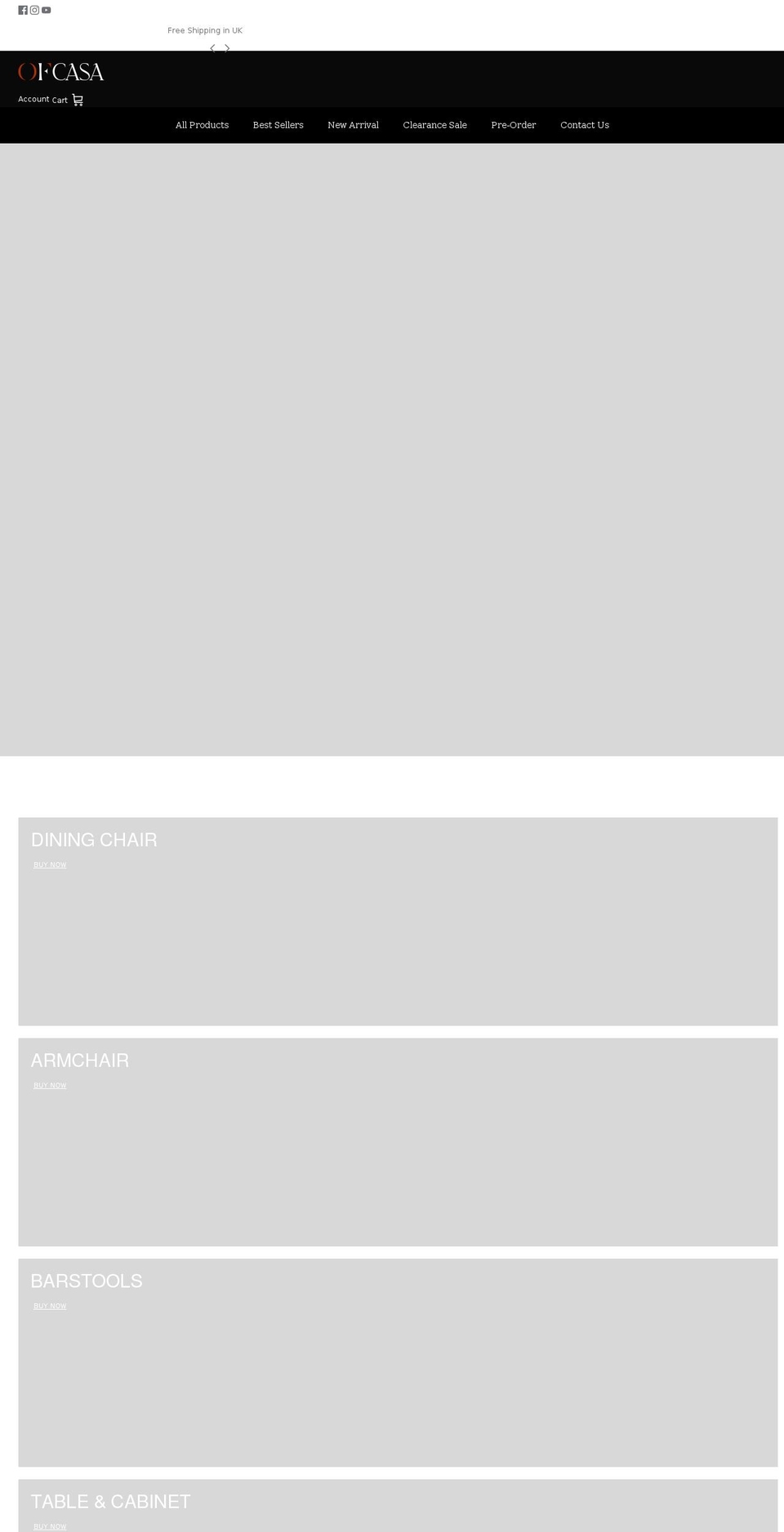 ofcasafurniture.com shopify website screenshot