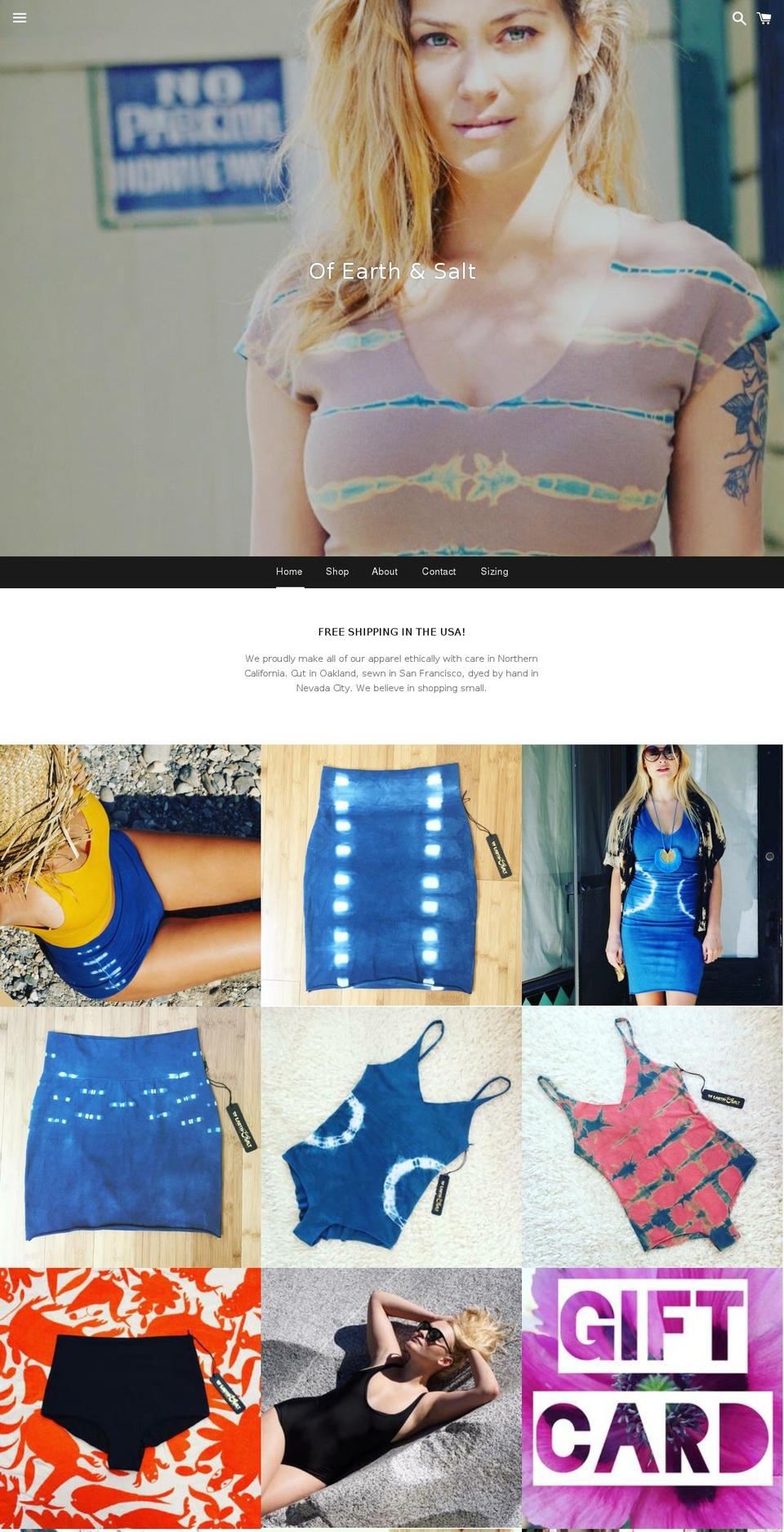 ofearthandsalt.com shopify website screenshot