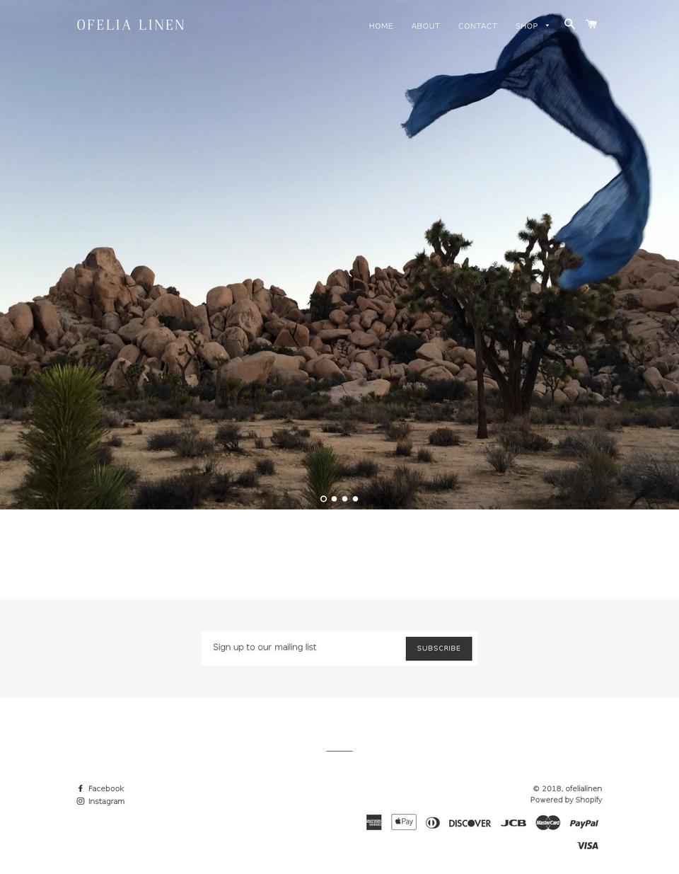 ofelialinen.com — Shopify storefront screenshot