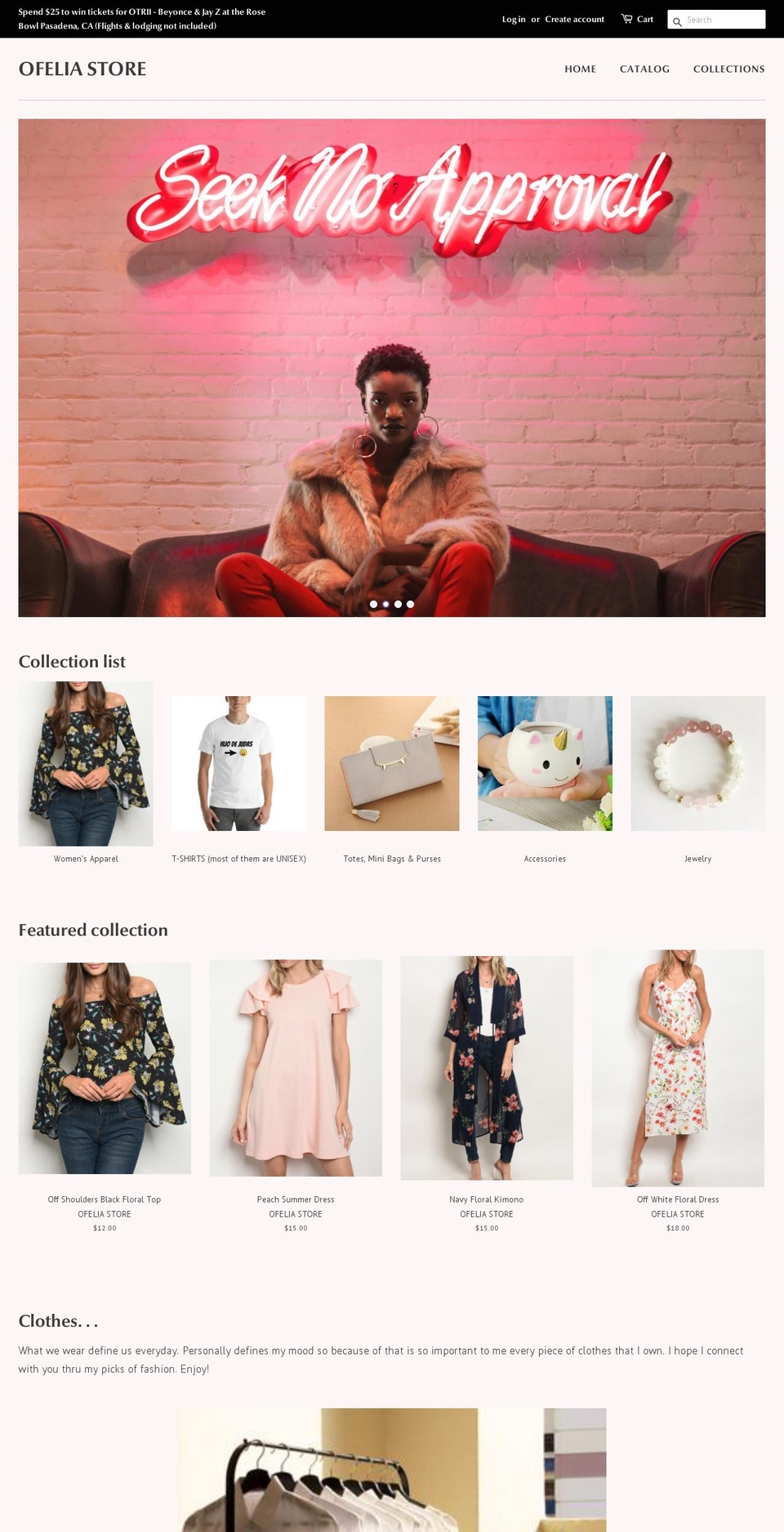 ofeliastore.com — Shopify storefront screenshot