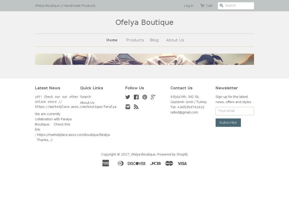 ofelyaboutique.com shopify website screenshot