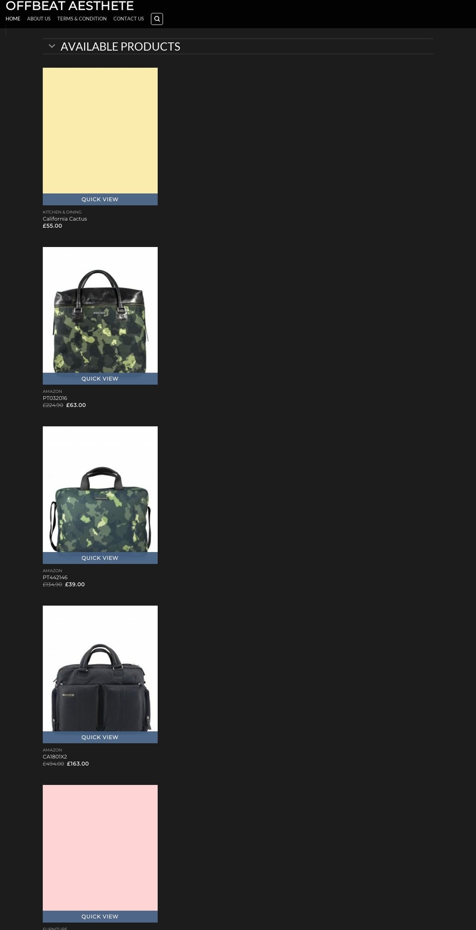 offbeataesthete.com — Shopify storefront screenshot