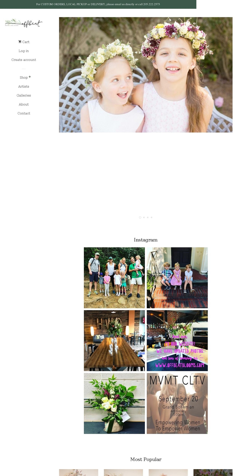 offbeatblooms.com — Shopify storefront screenshot