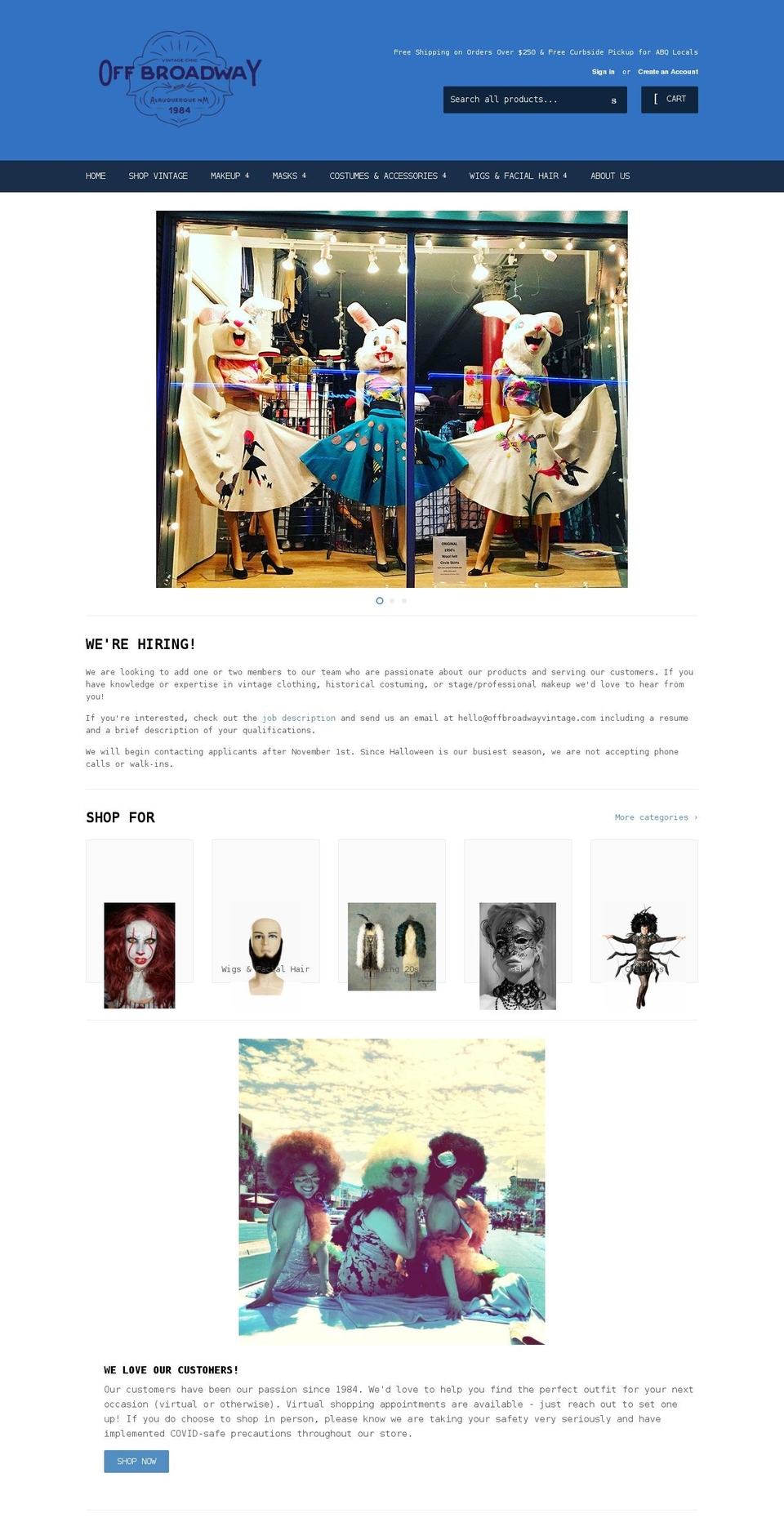 offbroadwayvintage.com shopify website screenshot