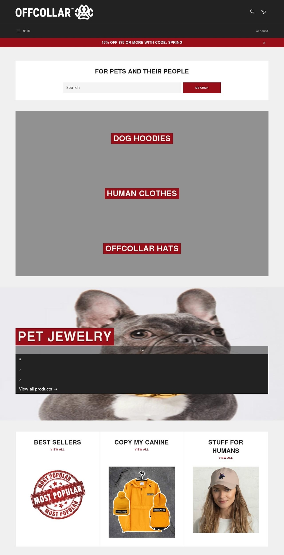 offcollarbrand.com shopify website screenshot