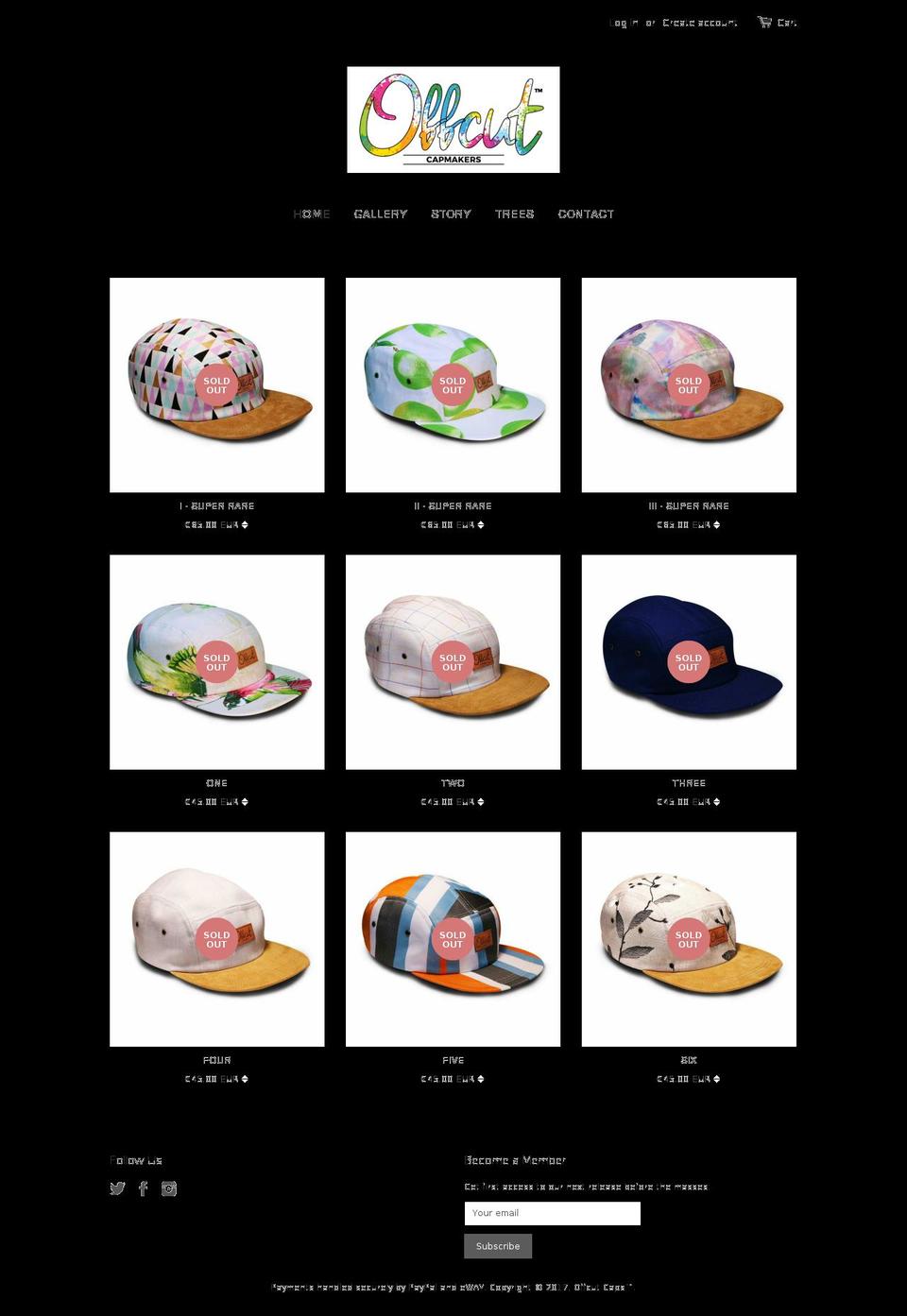 offcutcaps.com shopify website screenshot