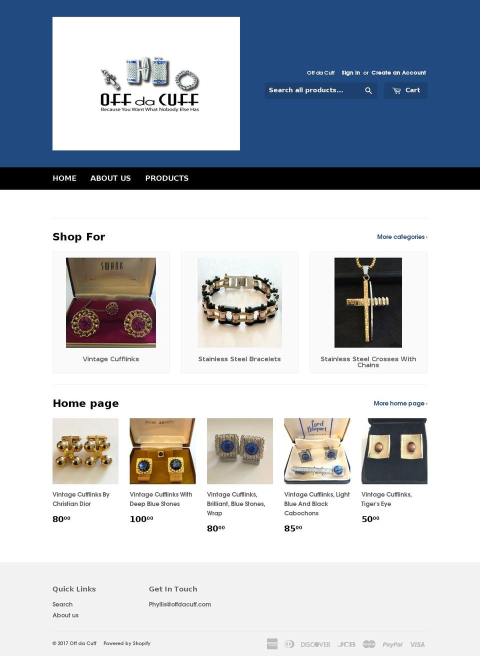 offdacuff.com shopify website screenshot