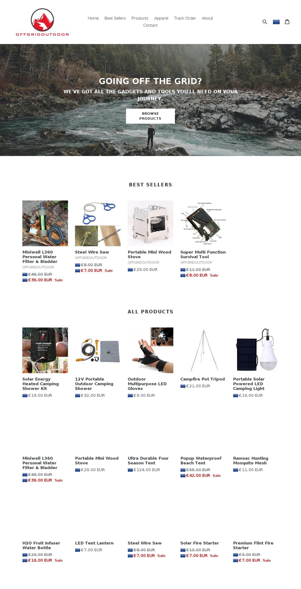 offgridoutdoor.com — Shopify storefront screenshot