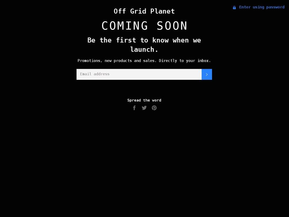 offgridplanetshop.com shopify website screenshot