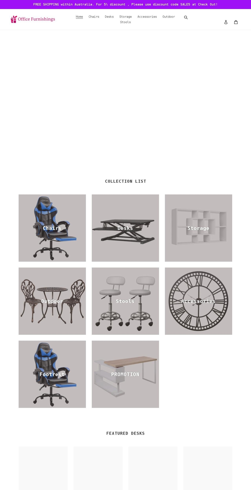 officefurnishings.com.au shopify website screenshot