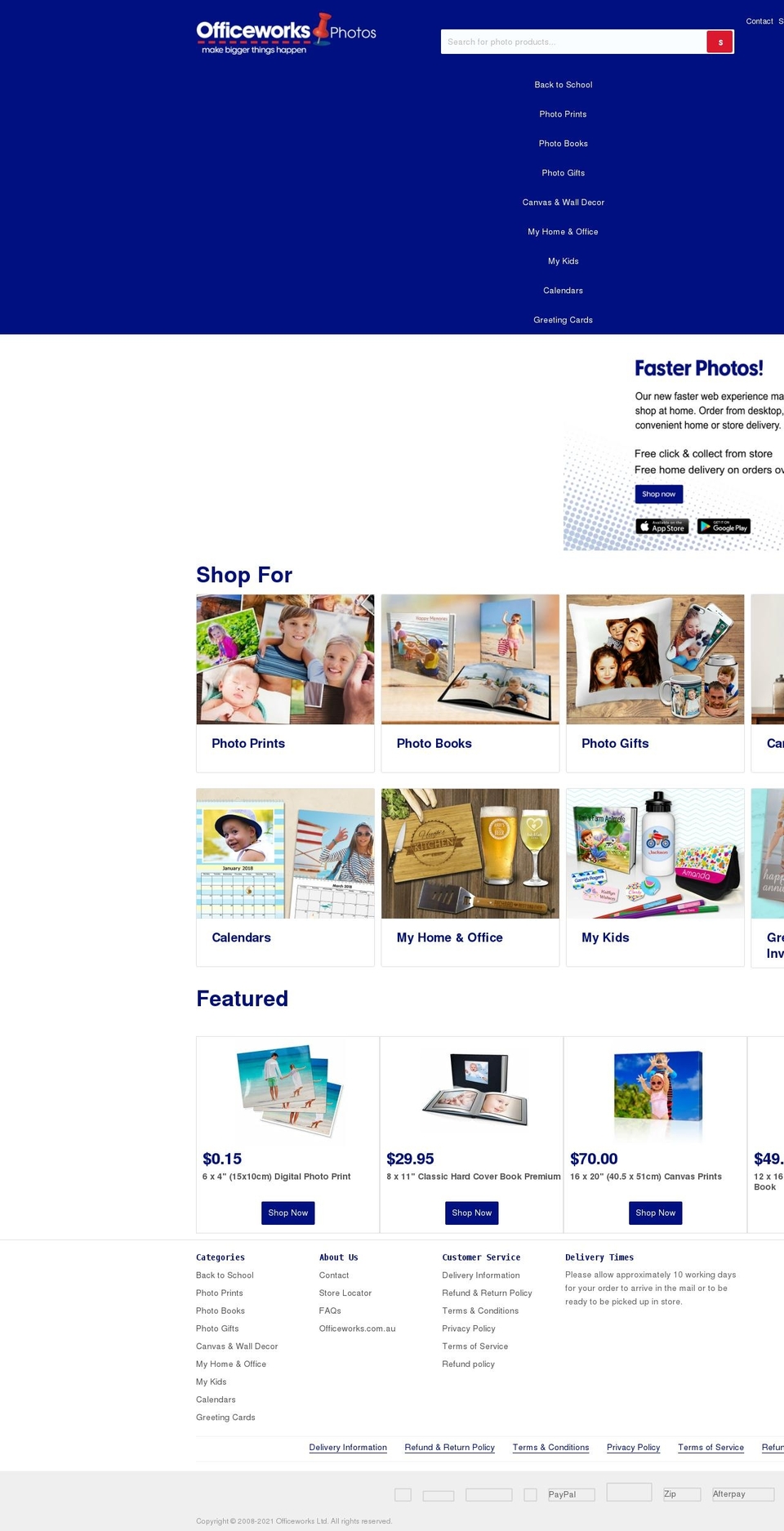 officeworksphotos.com.au shopify website screenshot